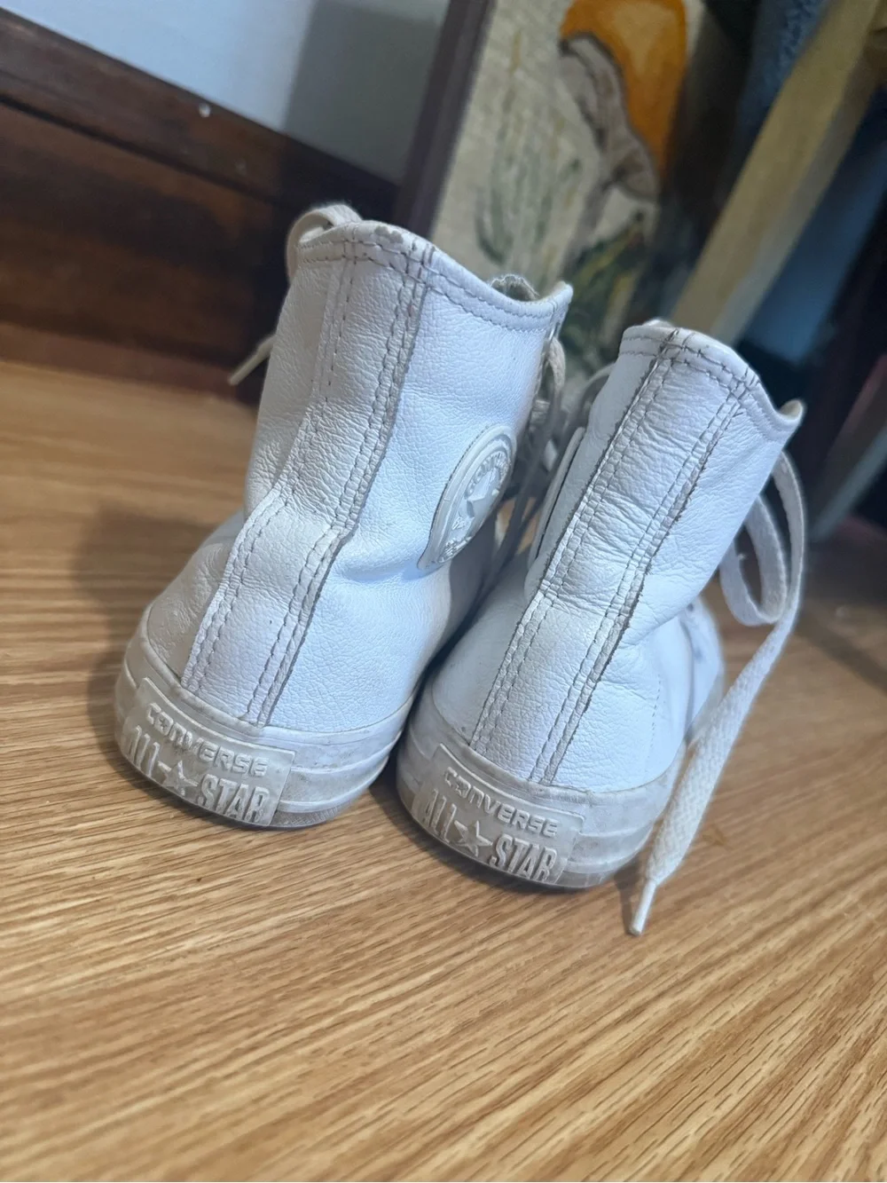 Converse White Leather All Star High-Top Sneakers - Picture 1 of 6